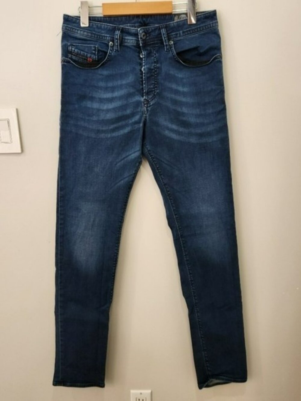 Diesel Mens Buster Regular Slim Tapered Dark Wash Full Button Front Jeans 30x32